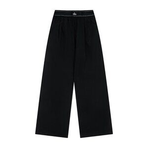 Alo Yoga Reflective Logo Loose Wide-Leg Pants Black